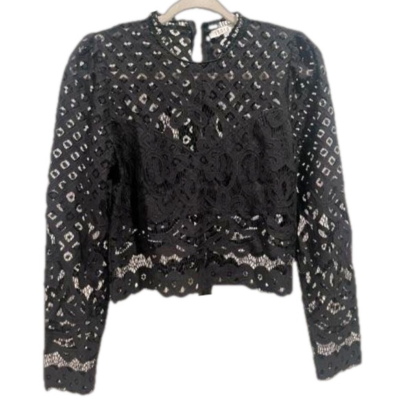 Story On Tops - Story On Black Lace Blouse - sz S
